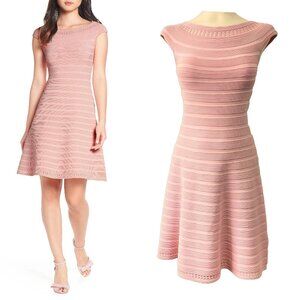 NEW Eliza J Off The Shoulder Fit and Flare Sweater Dress in Pink, Size M